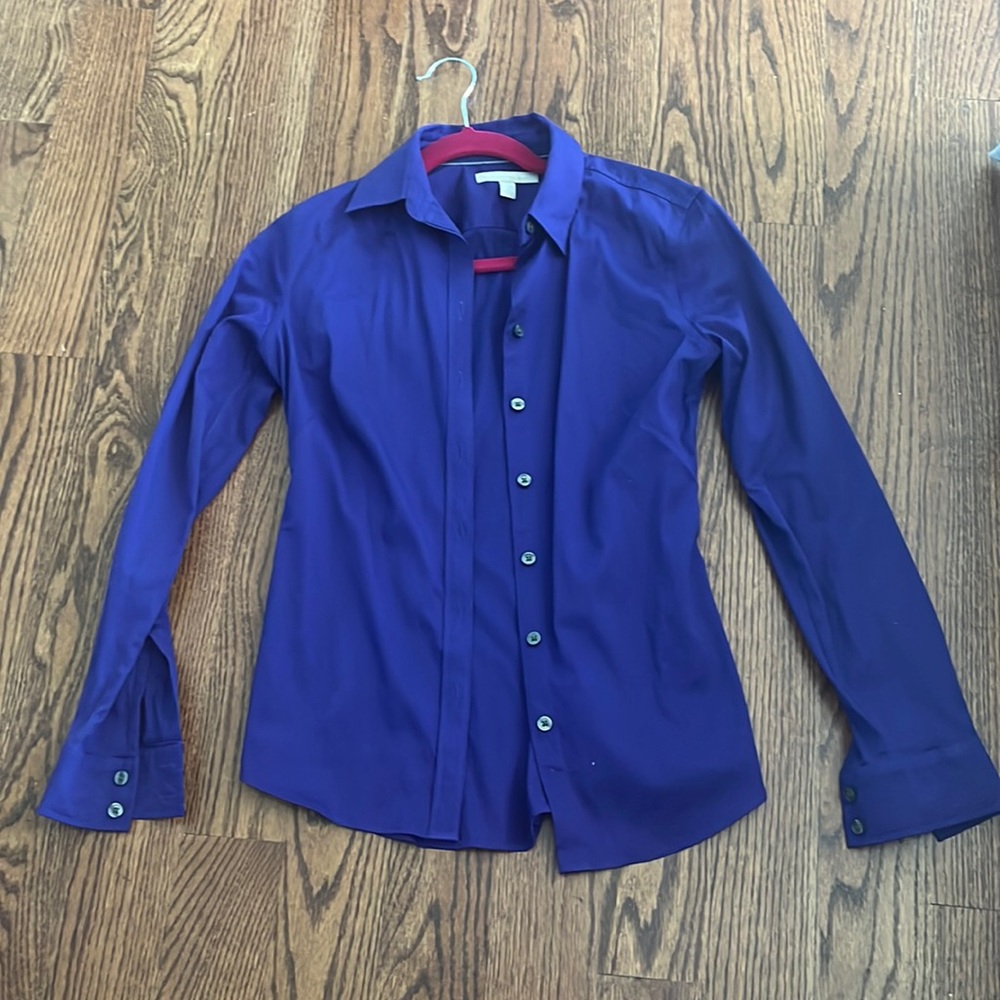 Banana Republic purple business button down blouse.
